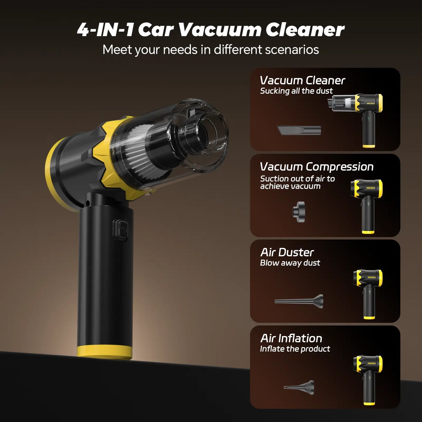 MR.EGO G2 Cordless Car Vacuum 4-in-1