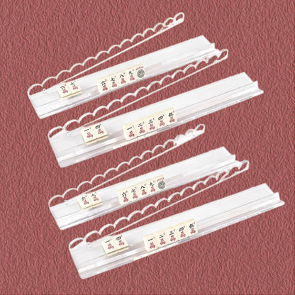 Acrylic Mahjong Racks with Pushers – 4-Piece Crystal Clear Set