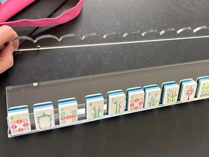 Acrylic Mahjong Racks with Pushers – 4-Piece Crystal Clear Set