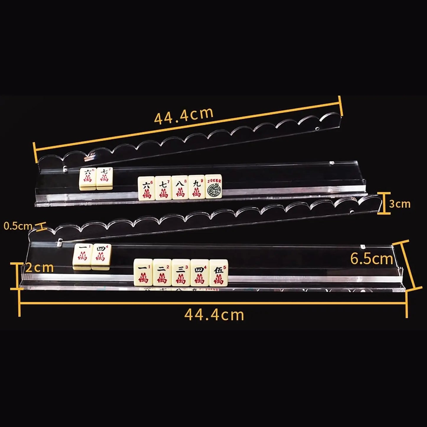 Acrylic Mahjong Racks with Pushers – 4-Piece Crystal Clear Set