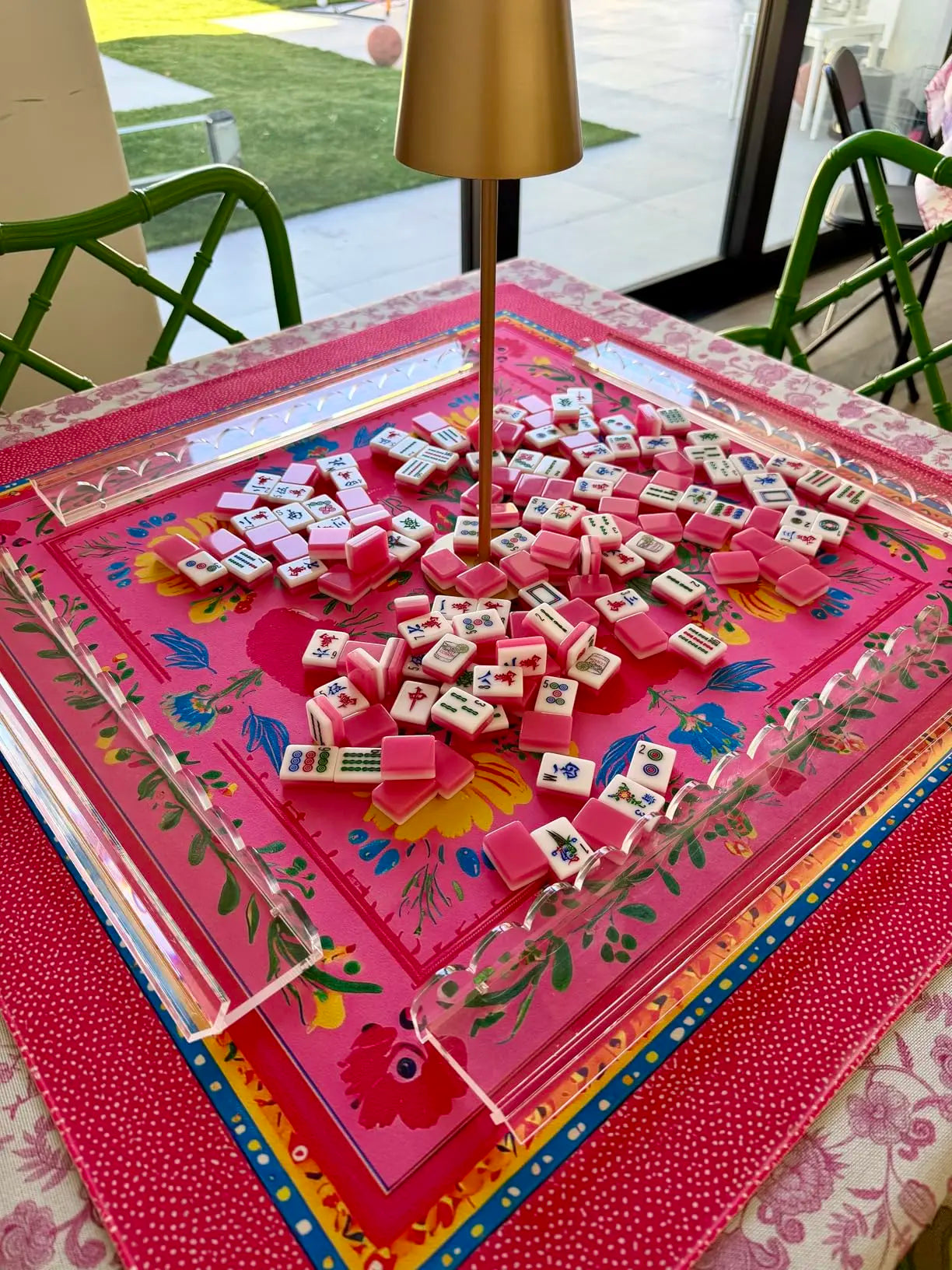 Acrylic Mahjong Racks with Pushers – 4-Piece Crystal Clear Set