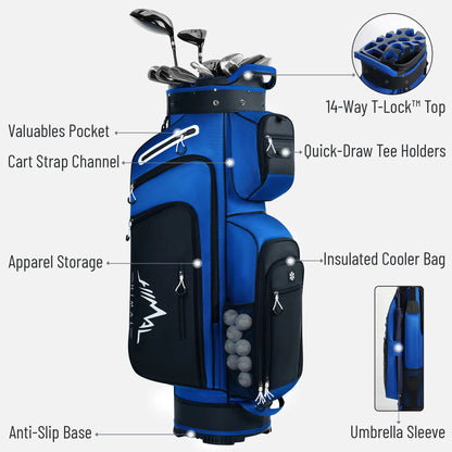 Golf Cart Bag 14-Way with Rain Cover