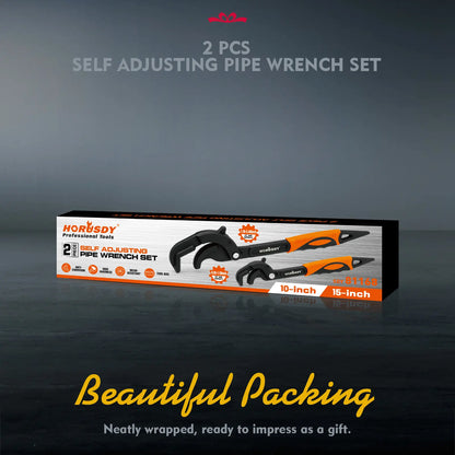 Self-Adjusting Pipe Wrench Set (10" & 15")